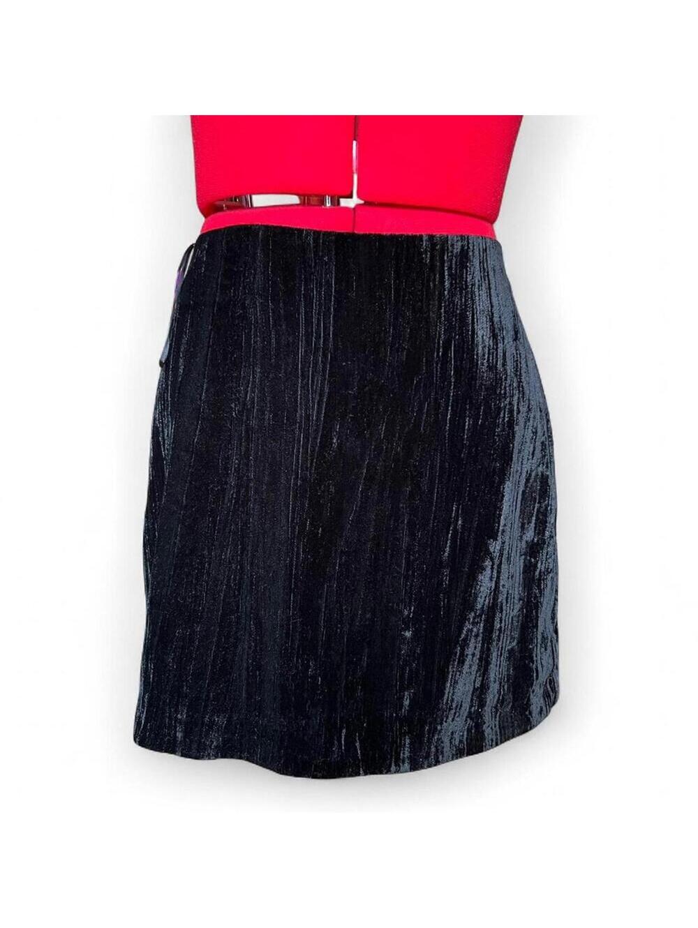 Reformation Black Crinkle Velvet Veranda Mini Skirt - new with tags!